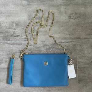 ROBERTA BIAGI Blue Crossbody&Wrislet Made in Italy Leather NWT